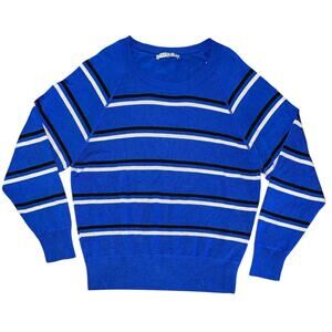 Sandro Paris Raglan Sleeve Striped Cobalt Knit Top Small
